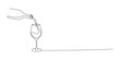 © Pure Outline  - Illustration of wine bottle pouring liquid into a glass, fine dining hospitality, hand drawn outline vector illustration.