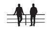 © M Bilal - Businessmen Silhouettes Leaning on Fence Corporate Partnership Concept Vector