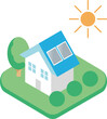 © ribbon_s - ソーラーパネル付き住宅　家　不動産　アイソメトリック　イラスト　太陽光発電　省エネ　ビジネス　素材