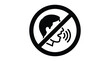 © arfan - No talking silhouette icon with crossed out face and sound waves black on white