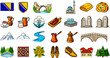 © brthd - bosnia and herzegovina icon pack of colored pencils crayons european country tourism, identity, attraction, symbol