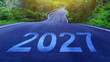 © rawintanpin - Vision 2027 on asphalt road ground. Business Target for 2027, Financial Goals and Business Strategy, Planning and Investment, not ai