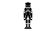 © Nadim - Nutcracker Silhouette: A stark black and white illustration of a traditional nutcracker soldier, standing tall with a distinguished hat and military-style uniform.