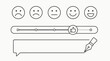 © sohaib - Editable stroke feedback survey icon set with smiley satisfaction scale, slider rating, thumbs up marker and comment box with pen, clean vector line art for reviews and customer research