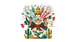 © Romadhon - Mexican Patriotic Symbols and Cultural Iconography with Cactus and Eagle