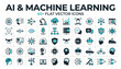 © Bat - Flat vector icon set for artificial intelligence and machine learning technology applications with technology artificial intelligence learning innovation automation computer development