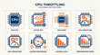 © Jes - A graphic illustration shows various CPU performance indicators and throttling methods on a digital dashboard interface