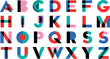 © SH Stock - Colorful abstract alphabet letters with overlapping geometric shapes and transparency effects