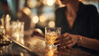© Marvel’s Nook - Woman holding whiskey cocktail in stylish bar during evening party, premium alcohol drink, elegant social gathering, luxury entertainment and celebration