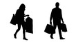 © Mis - Silhouette couple carrying shopping bags walking isolated on transparent background, Vector