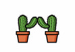 © Samna - Two potted cactus plants connecting in a symbolic friendship pose