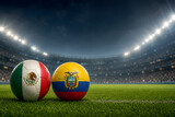 football match mexico vs ecuador with ball in stadium with copy space design line up prediction