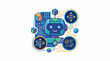 © ikan - A colorful robot with a smiling face surrounded by circuits and symbols