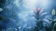 © Zeva - Misty jungle flower, lush foliage, hidden light, decorative image