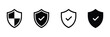 ©     - Shield check mark icon set, vector illustration featuring security shield protection symbols with tick mark, safety approval, verification, defense, and secure system concept design elements.