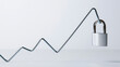 © photo for everything - Abstract illustration of a secure growth chart with a metal padlock safeguarding financial data and market trends on a clean background