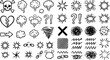 © Kanon Islam - Hand drawn comic book action effect icons and graphic symbols with explosion illustration elements creative collection scribble reaction question exclamation background