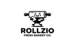 © ARYADI - Black and white rolling pin mascot logo for bakery.