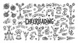 © Irtiko - Black and white cheerleading vector illustration with various sports elements