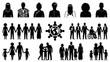 © Tharumina - Multicultural Community Vector Icon Sheet, Flat Silhouettes of Diverse Cultural Groups and Multiethnic Families Standing Together, Minimalist Art