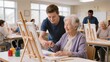 © ศิริลักษณ์ ลาภขุนทด - Volunteer Assisting Elderly Woman in Art Class at Community Center