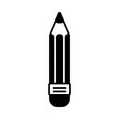 © Sharmin - Solid black silhouette vector icon of a classic sharpened pencil with an eraser on a pristine white background