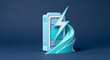 © SM Graphics - Stylized battery icon with a lightning bolt against a dark blue background representing energy.