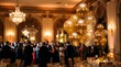 © Lucas - Gold balloons at a luxury gala event with blurred guests in a ballroom