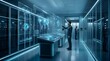 © Krugger - Professional IT Technicians Monitoring Global Data Network Security in a Modern High-Tech Server Room Facility