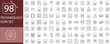 © hadia - 98 Technology Icons Set –Artificial Intelligence, Cloud Computing, Cybersecurity, Digital Innovation, Software Development, Smart Devices, Data Analytics, Networking, Automation, and Modern Technology