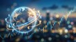 © Nuttawut - Global Finance and Growth: A stylized globe representing international finance, encircled by glowing currency symbols and a rising stock market graph.