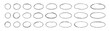 © Elena Pimukova - Hand drawn crayon ovals and circles set. Chalk pencil ovals of different widths. Highlight line circle frames. Ellipses in crayon doodle style. Vector illustration isolated on white background.