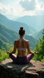 © nittiya - Serene seated yoga pose overlooking tranquil landscape, river, yoga