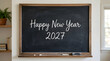© stock 4U - Rustic Chalkboard Menu Mockup with Handwritten Happy New Year 2027 Message
