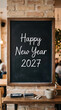 © stock 4U - Rustic Chalkboard Menu Mockup with Handwritten Happy New Year 2027 Message