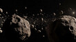 © Rendara Studio - Dense asteroid belt with rocky space debris under distant starlight