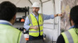 © rdkcho - Engineer pointing at site map during construction meeting