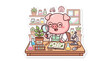 © kumara - Cute Pig Scientist Studying Plant Science in Laboratory, Magnifying Glass