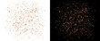 © Transparent Studio - Rose gold glitter splash on white and black backgrounds, shimmering metallic dust particles, luxury copper confetti explosion for festive celebration