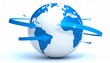 © Shozi - Blue globe encircled by arrows, symbolizing globalization and worldwide exchange.