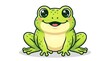 © Alvin - A cute and cheerful green cartoon frog sitting happily with a wide smile and big, sparkling eyes on a clean white background.