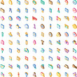 © sevector - Set of diverse isometric icons representing various business, retail, and communication concepts, depicting objects and symbols for modern web and application design on a white background