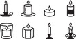 © mahafuza - Set of eight different style candles with lit wicks in minimalist black and white vector icons Vector