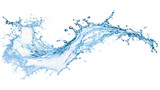 Dynamic blue water splash with droplets and waves