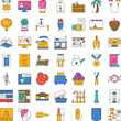 © sevector - Random assortment of colorful linear vector icons representing technology, nature, food, finance, travel and abstract concepts in a modern minimal flat style for ui and web use