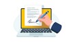 © Designer - E-signing, business agreement, digital document, signing contract