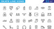 © AKS Studio - Skate icon set in outline style. Collection of skate, skateboard, urban street sports, identity branding, youth lifestyle, and apparel design icons. Editable stroke. Vector icon collection.