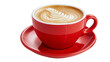© Femke - Red coffee cup with latte art and saucer