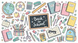 © suba - Colorful back to school illustration with educational supplies and accessories