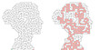 © Yuliya - A maze puzzle featuring a female silhouette with its solved version, with copy space. This educational activity is ideal for children worksheets, logic blogs, and school printables.